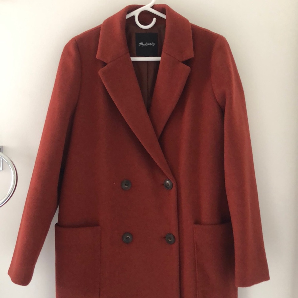 Hollis Double Breasted coat in melange brushed Mahogany